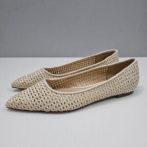 NEW Sam Edelman Wanda Flat Womens 9 Ivory Woven Raffia Pointed Toe Slip On